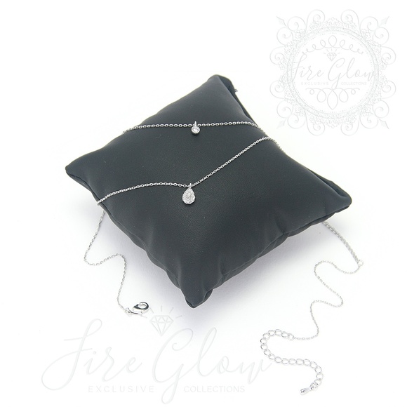 Rhodium Dipped Two Tiered Layered Charm Necklace - Picture 13 of 16